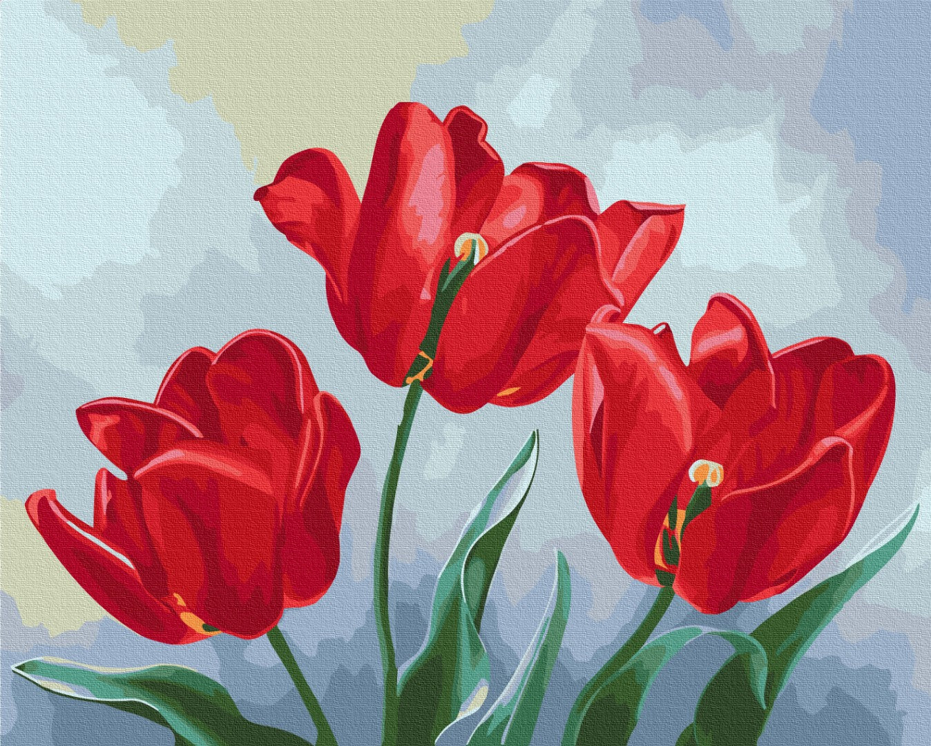 Maalaa numeroin Paint by numbers Red tulips © Anna Steshenko