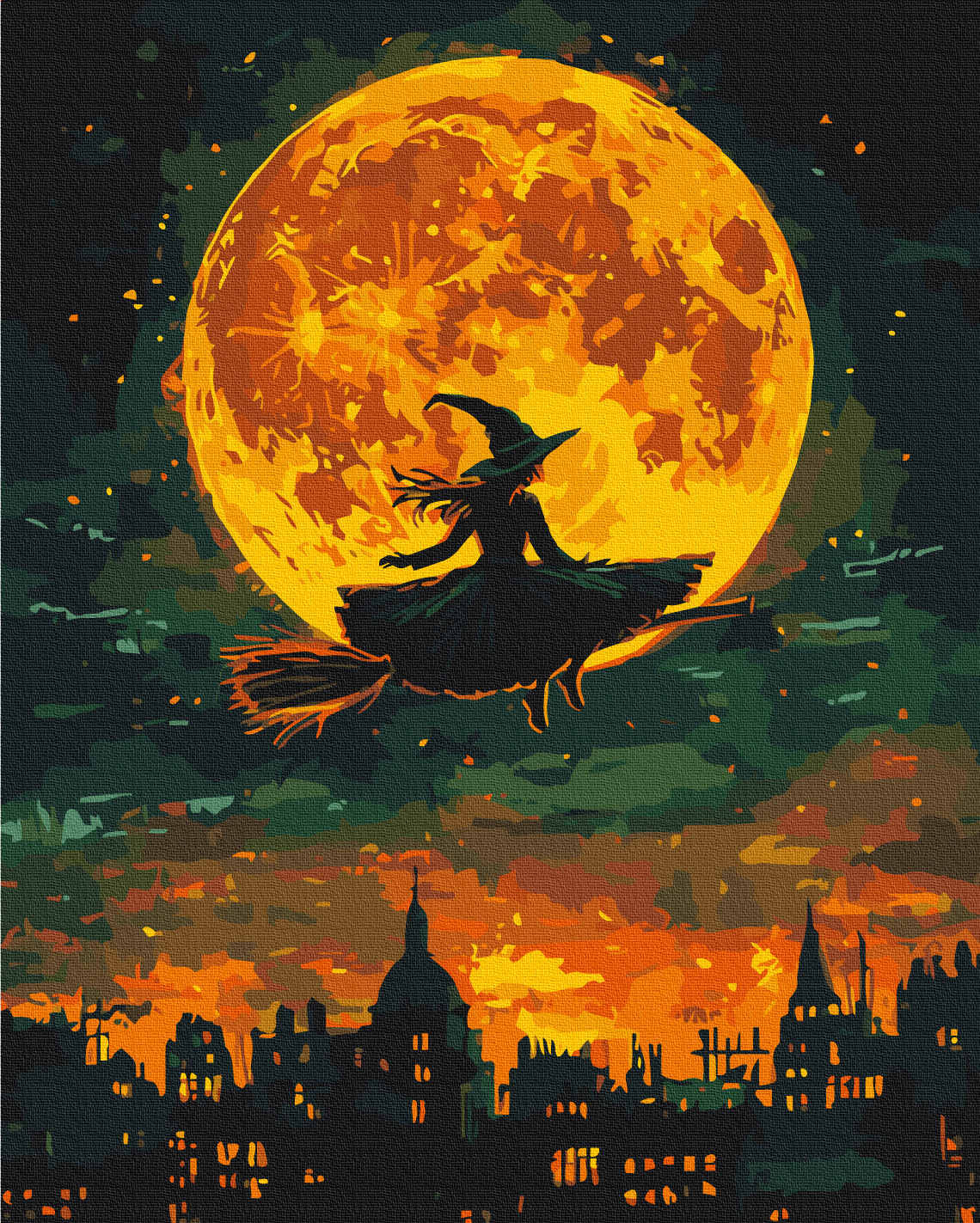 Maalaa numeroin Paint by numbers Flight of the witch