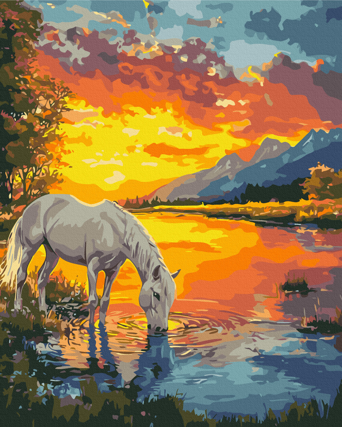 Maalaa numeroin Paint by numbers A horse at dawn