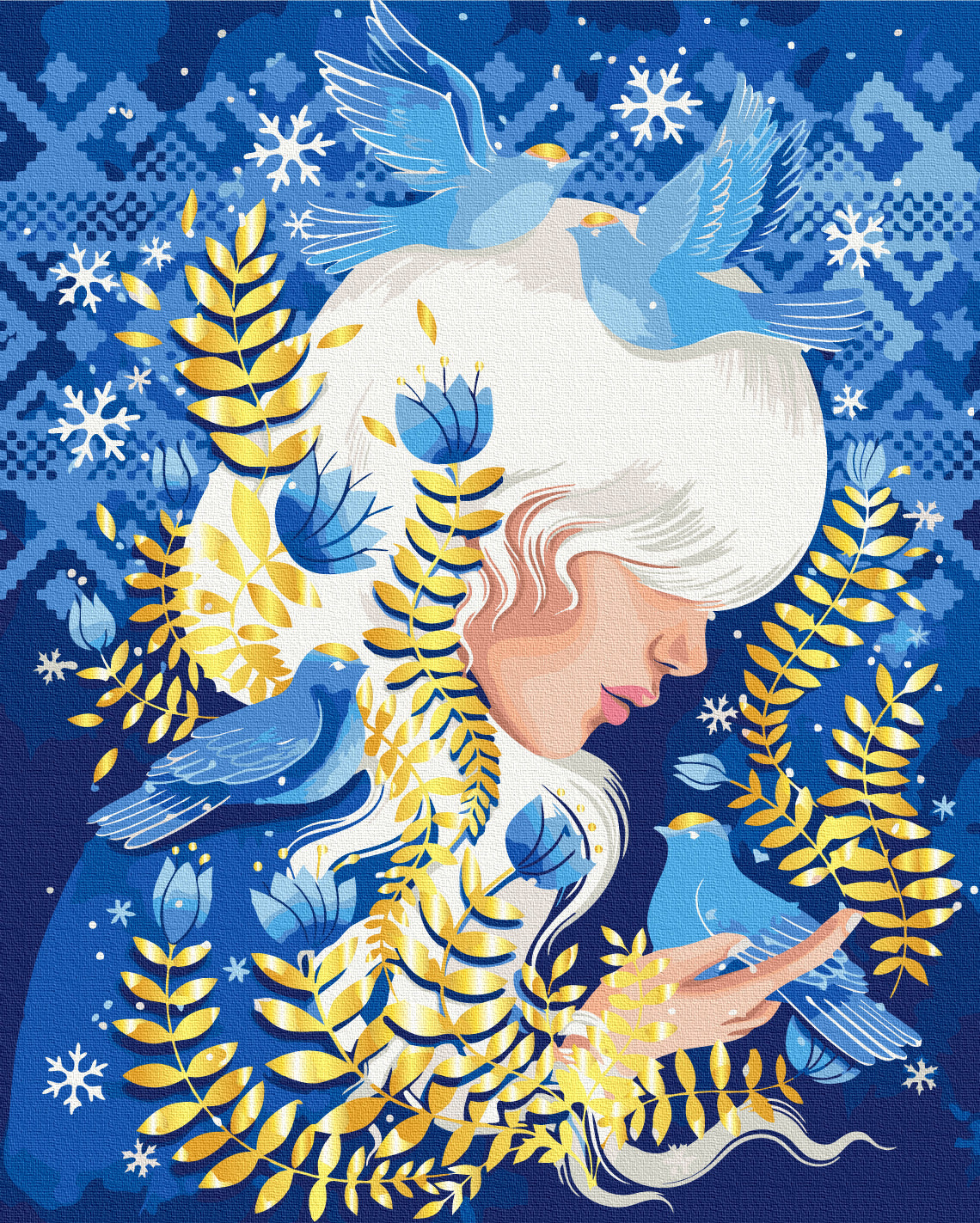 Maalaa numeroin Paint by numbers Birds of winter © Polina Skurikhina