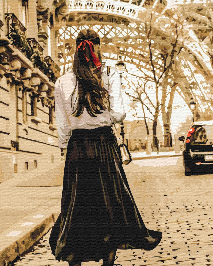 Maalaa numeroin Paint by numbers Lady on the streets of Paris