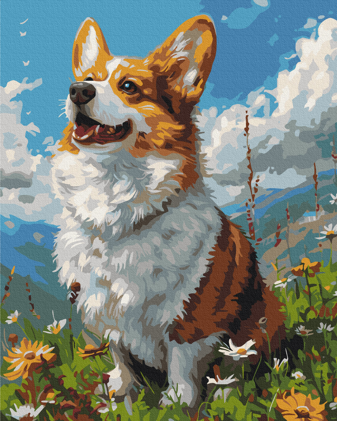Maalaa numeroin Paint by numbers Sunny Corgi
