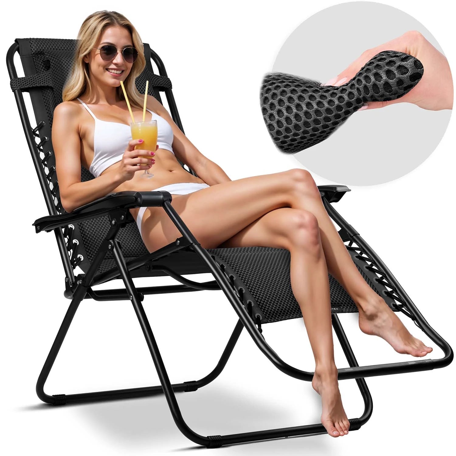 Aurinkotuoli pehmusteella musta – ChillWell Soft