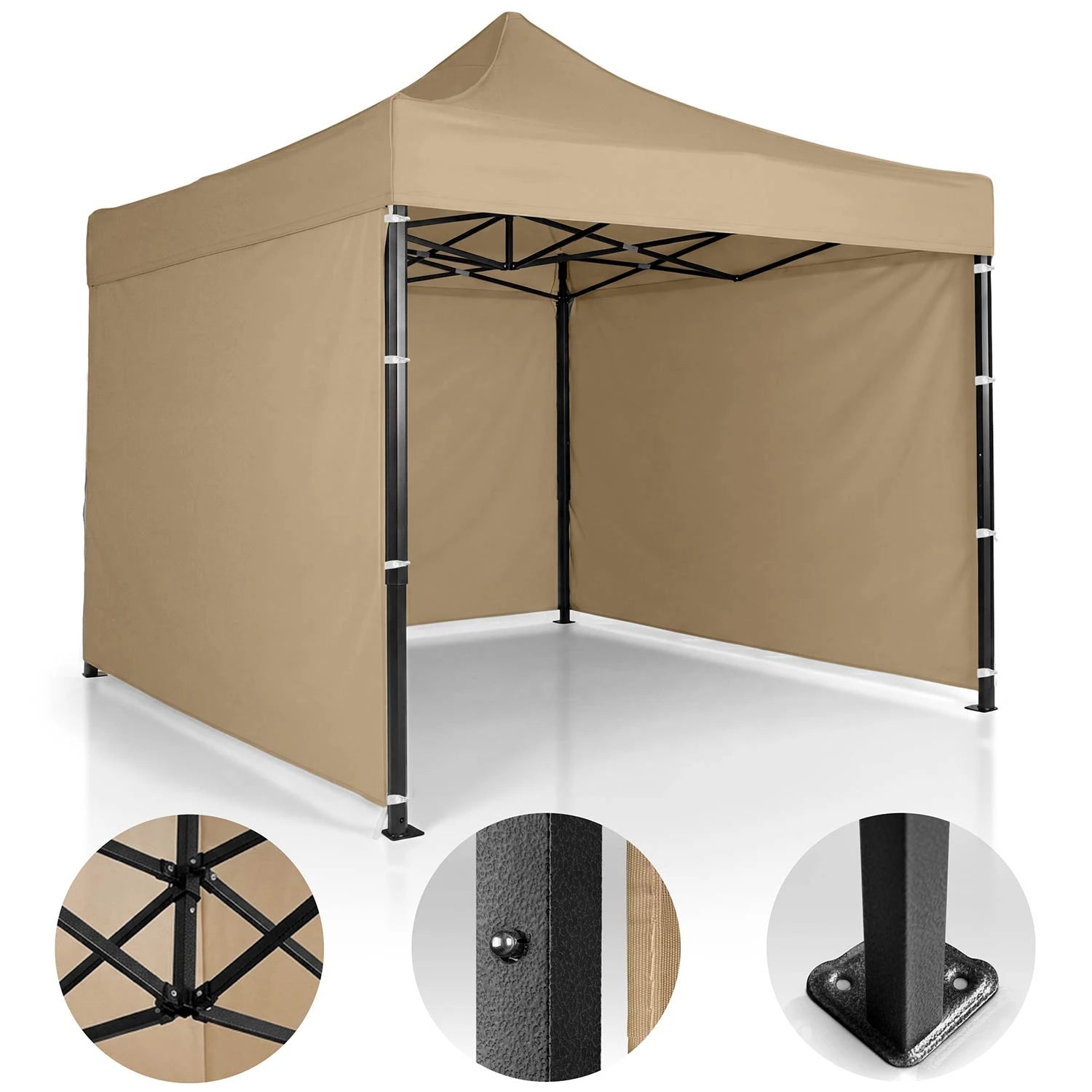 Beige paviljonki 3x3 m puutarhassa