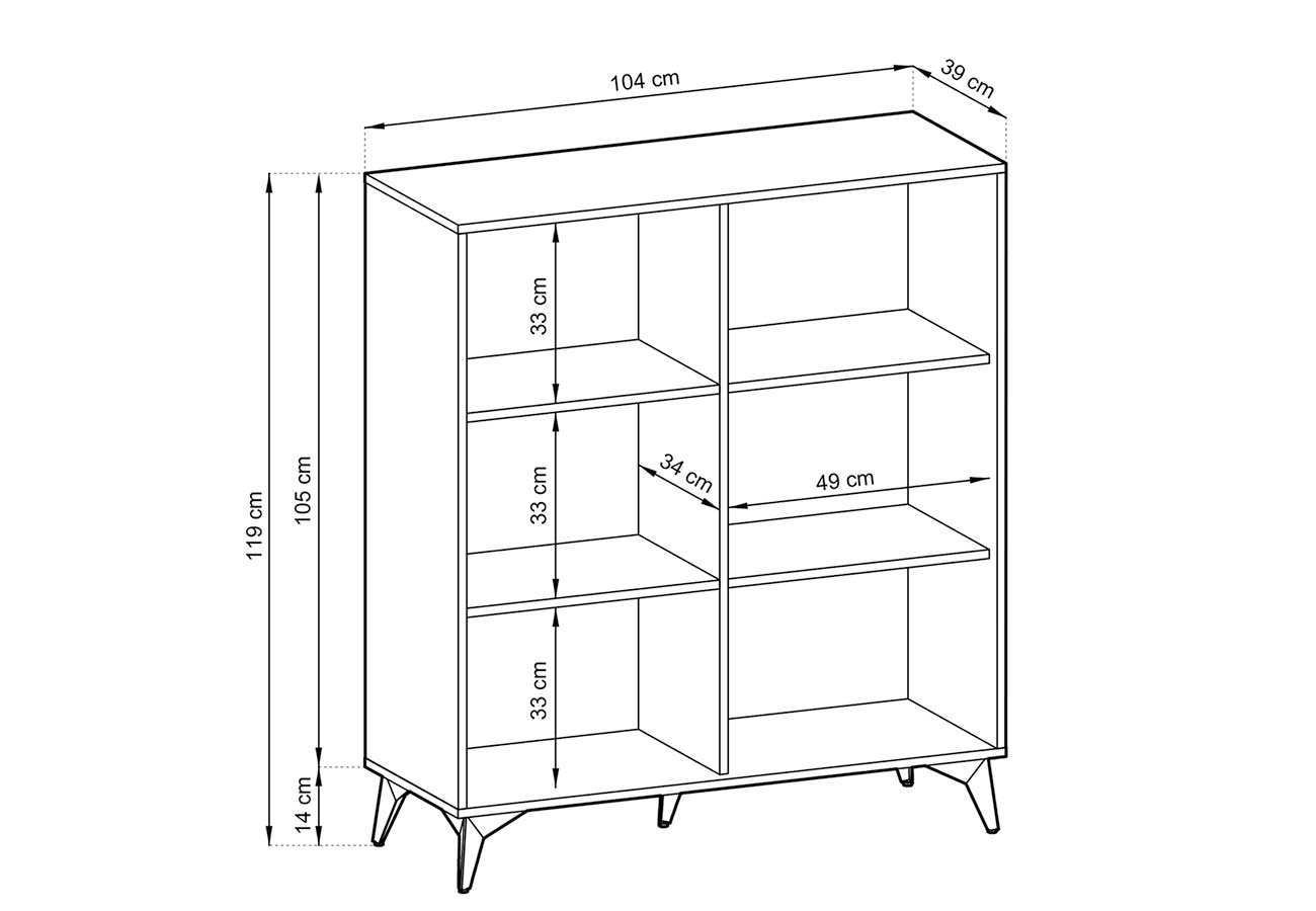 Kaappi Diamond 104cm musta tammi mitat