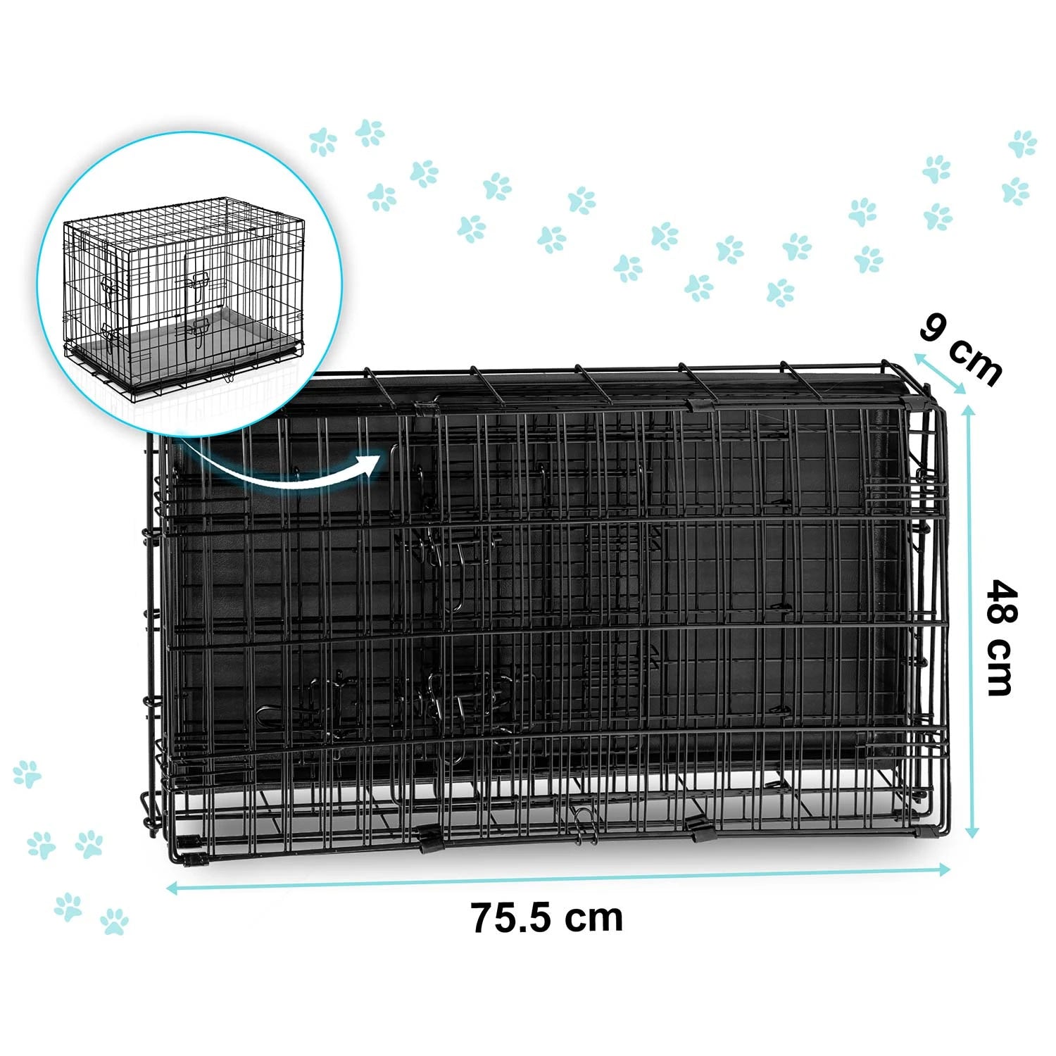 Kokoontaitettava kennel häkki kantokahvalla