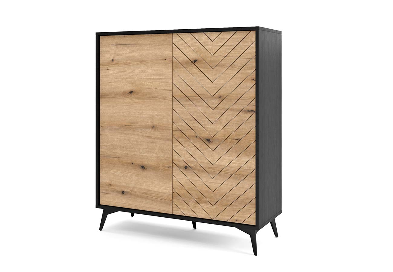 Korkea Kaappi Diamond 104cm musta tammi