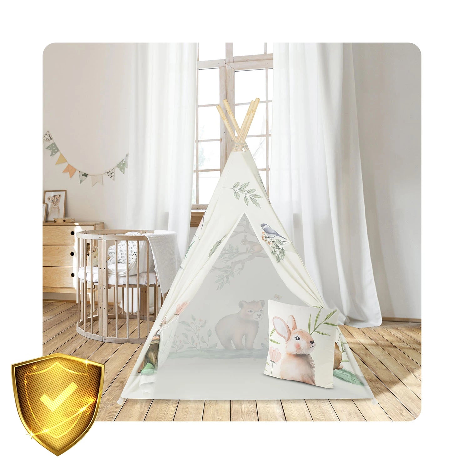 Lasten teepee tentta lastenhuoneessa