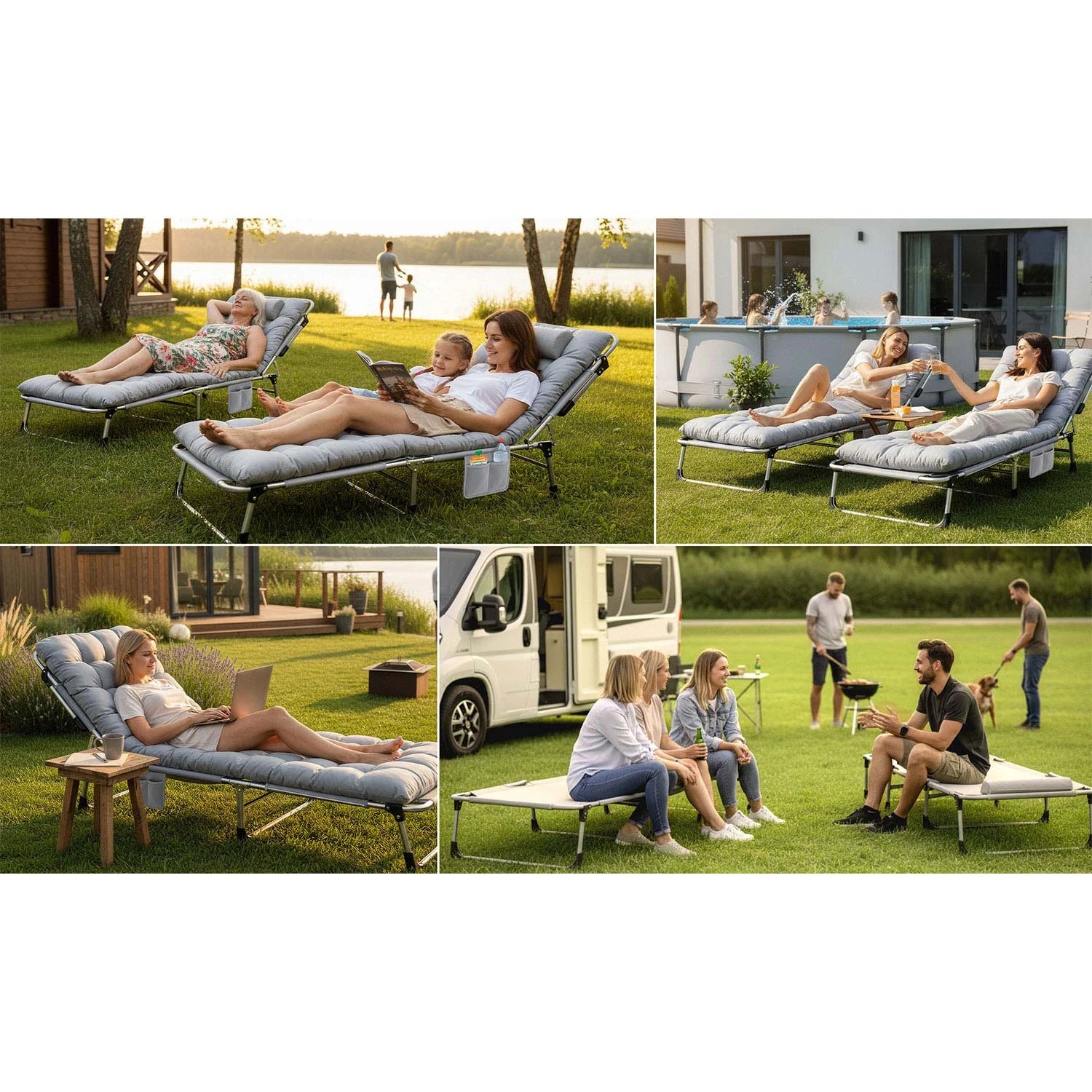 retkituoli ja sänky campingiin ja mökille