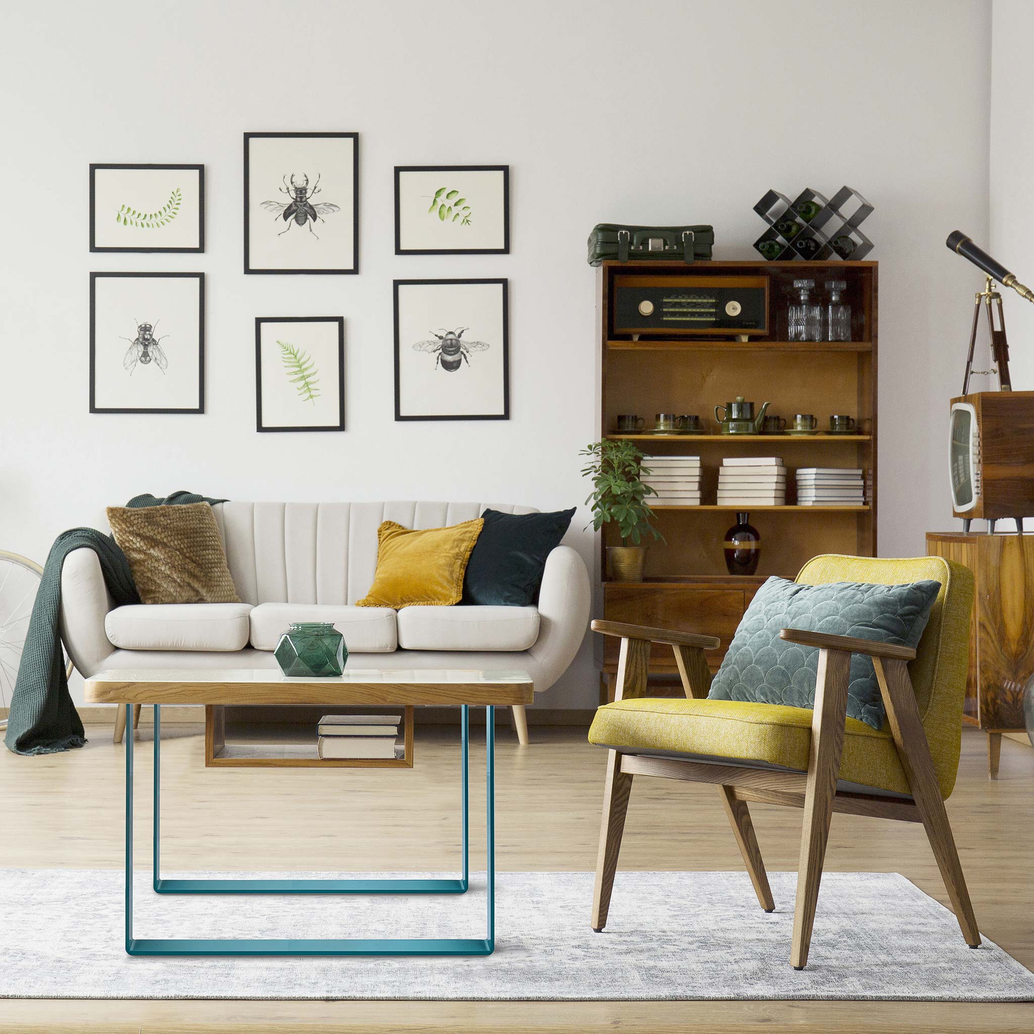 Metallinen pöydänjalka sohvapöytä olohuone