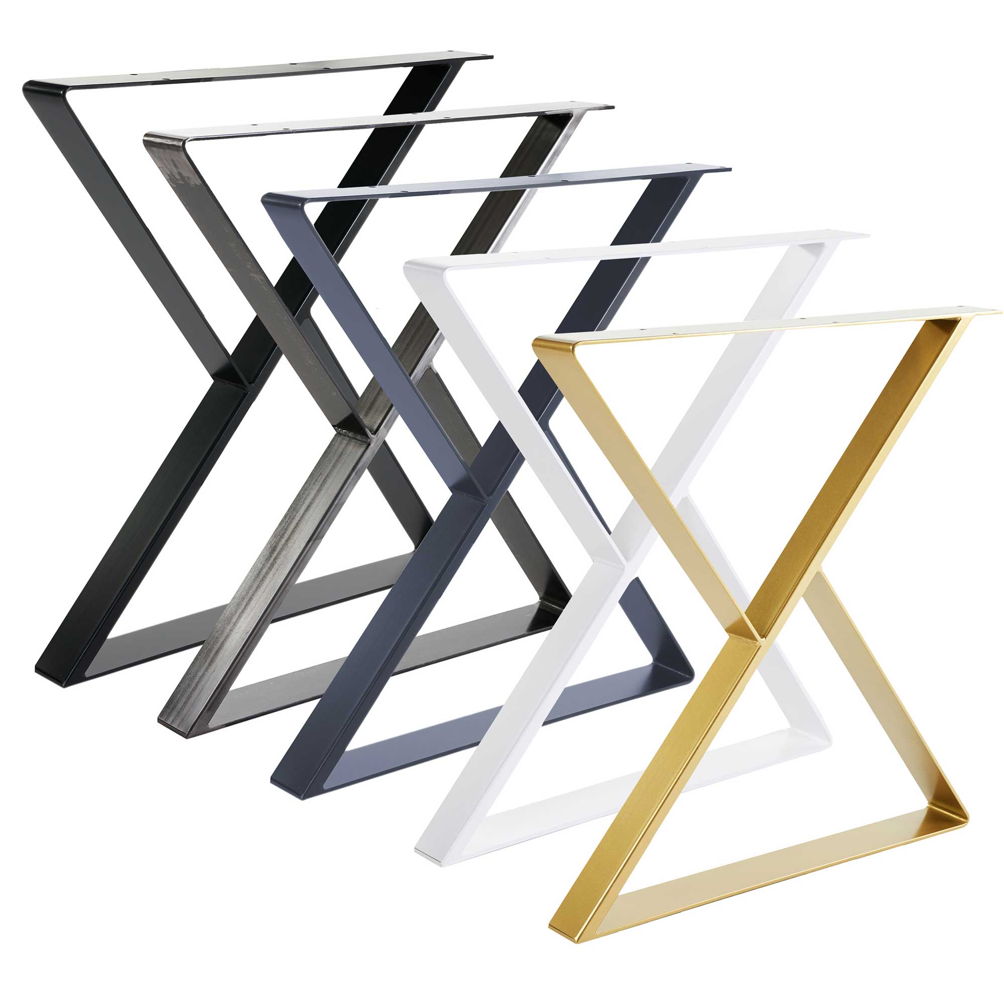 Metalliset pöydänjalat X muotoiset 80x40mm teräsprofiili