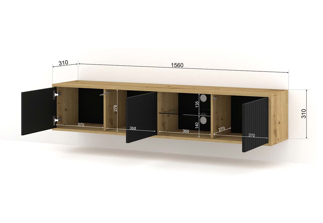 Mita tv-taso 150cm tammi mitat