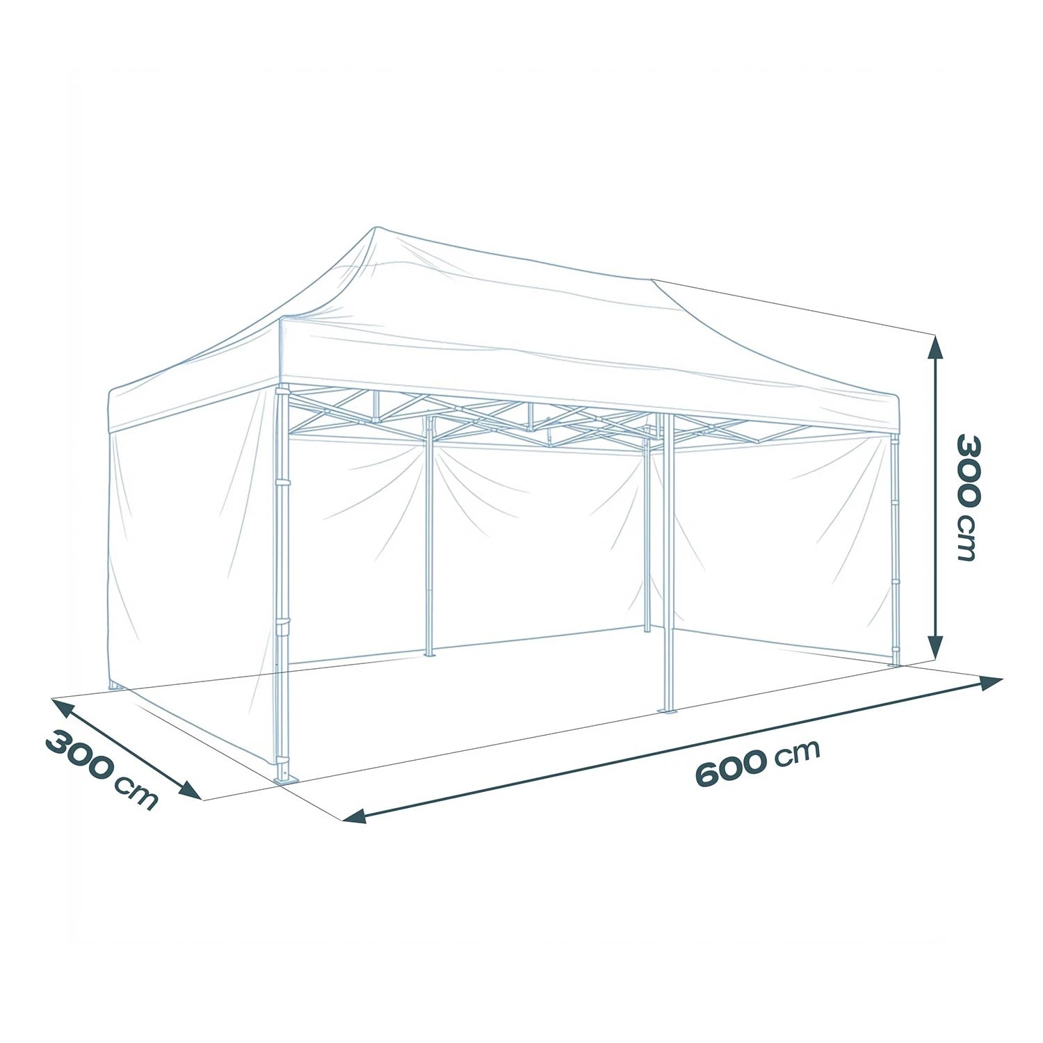 Paviljonki musta 600 cm mitat