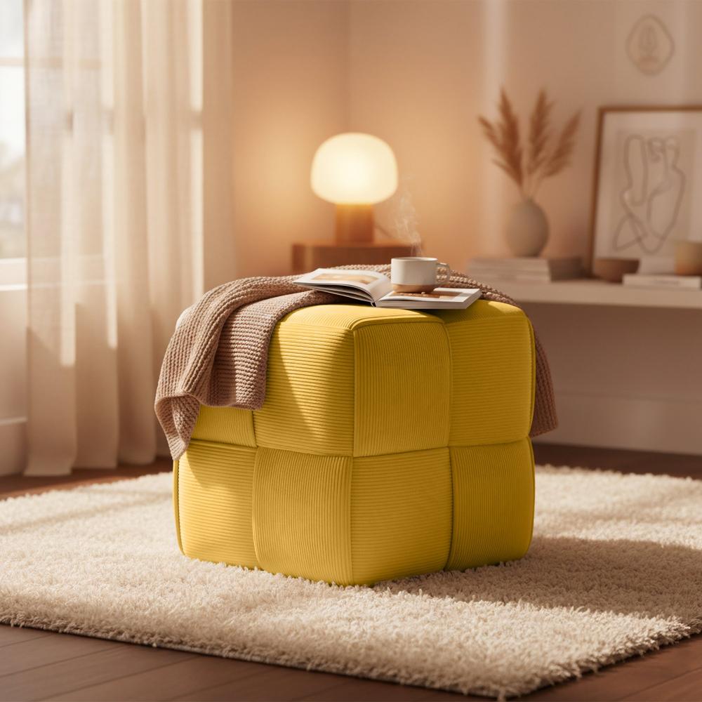 Rahi vakosamettia, keltainen, istuin 40x40 cm