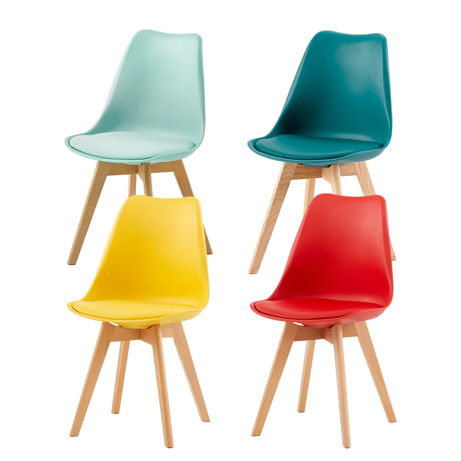 Ruokapöydän tuolit keltainen punainen sininen vihreä