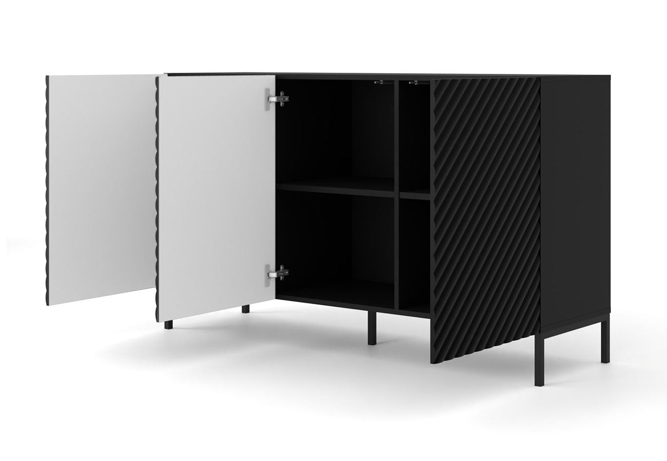 Tyylikäs musta designsenkki metallijaloilla