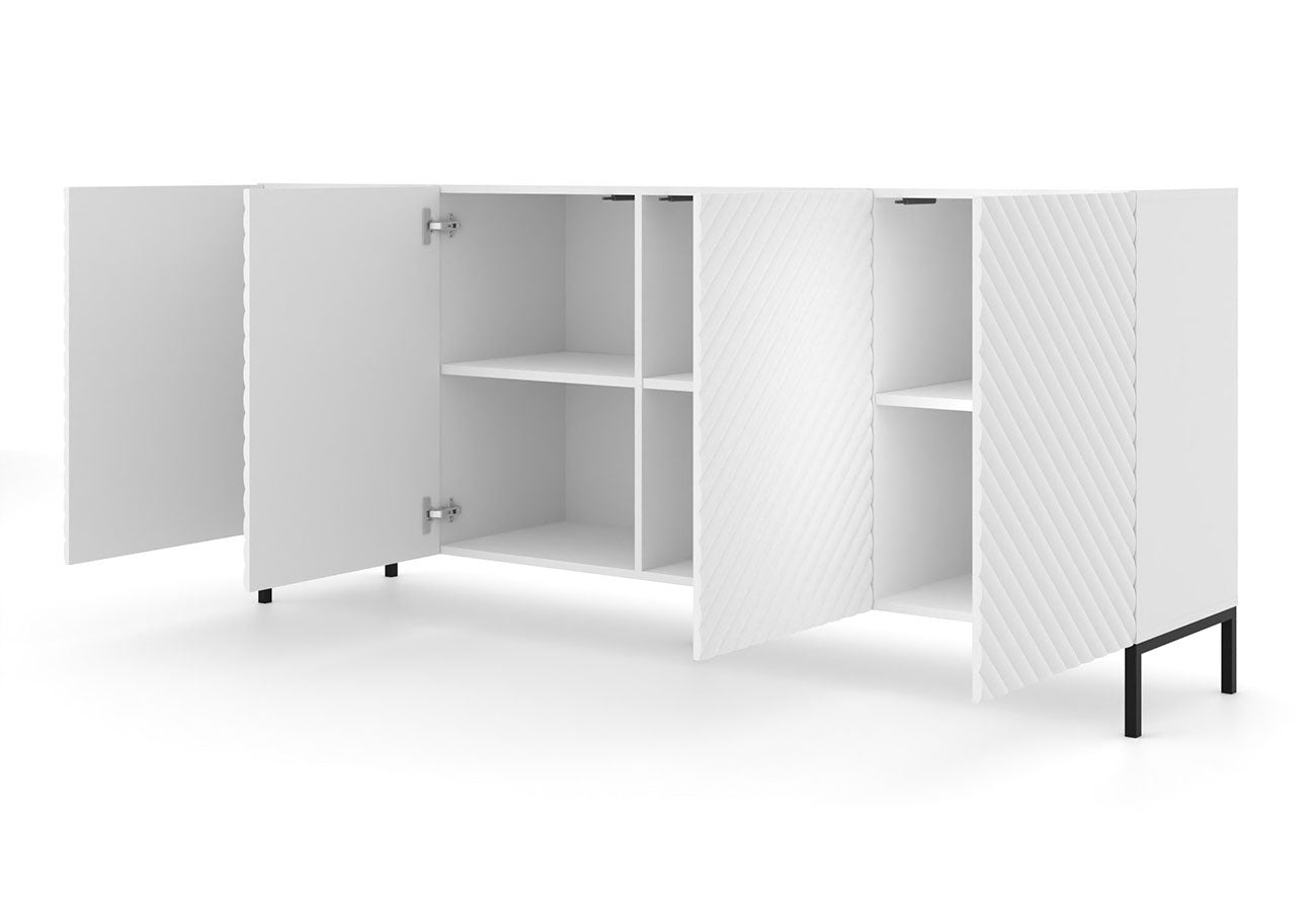 Valkoinen matta design senkki metallirungolla