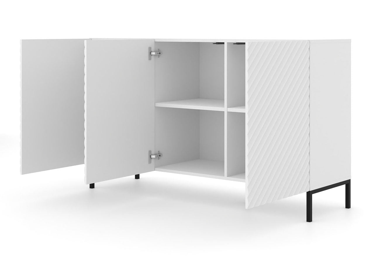 Tyylikäs valkoinen designsenkki metallijaloilla