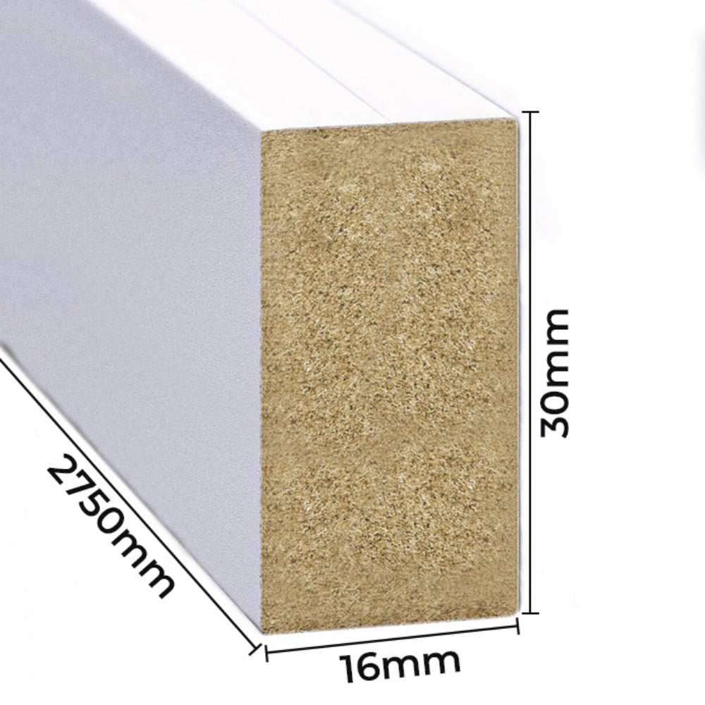 Sisustus rima valkoinen 16x30mm mdf rima