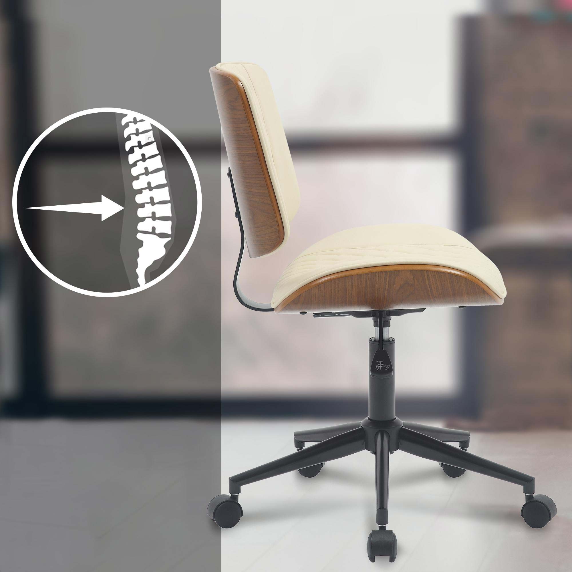 Toimistituoli Office Lux puu creme nahka