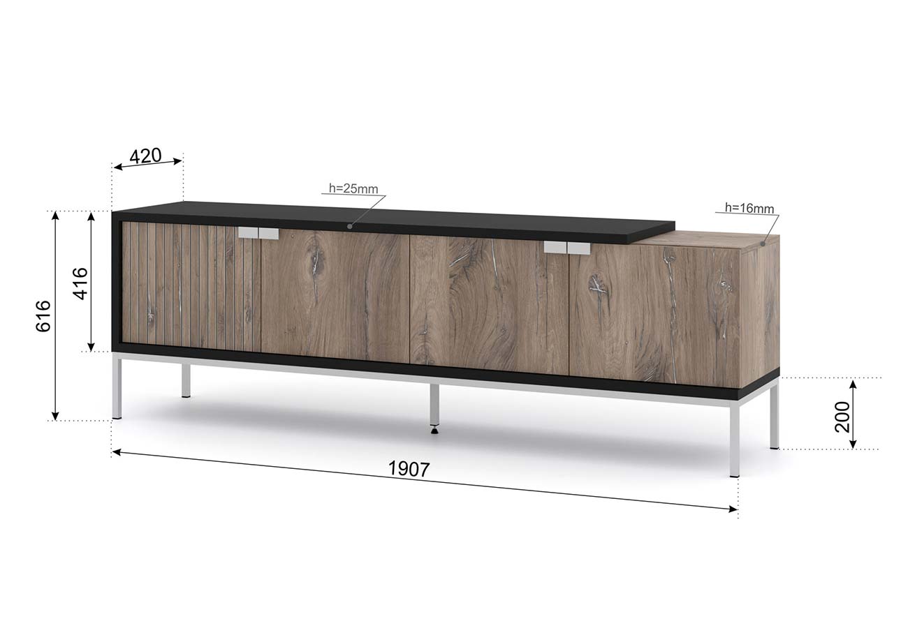 Toledo tv-taso Flagstaff tammi 190cm mitat