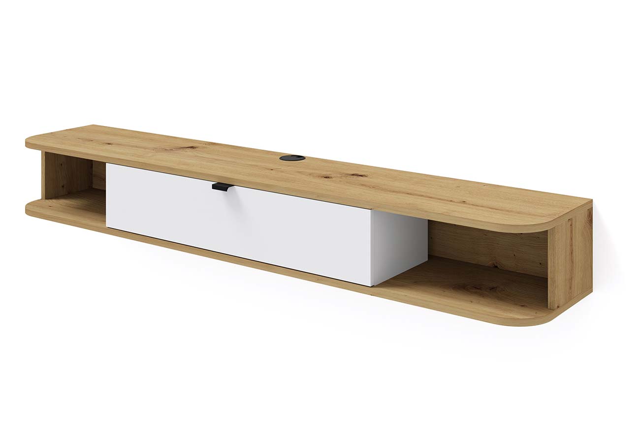 Tv-taso Icarus 156cm artisan tammi matta valkoinen