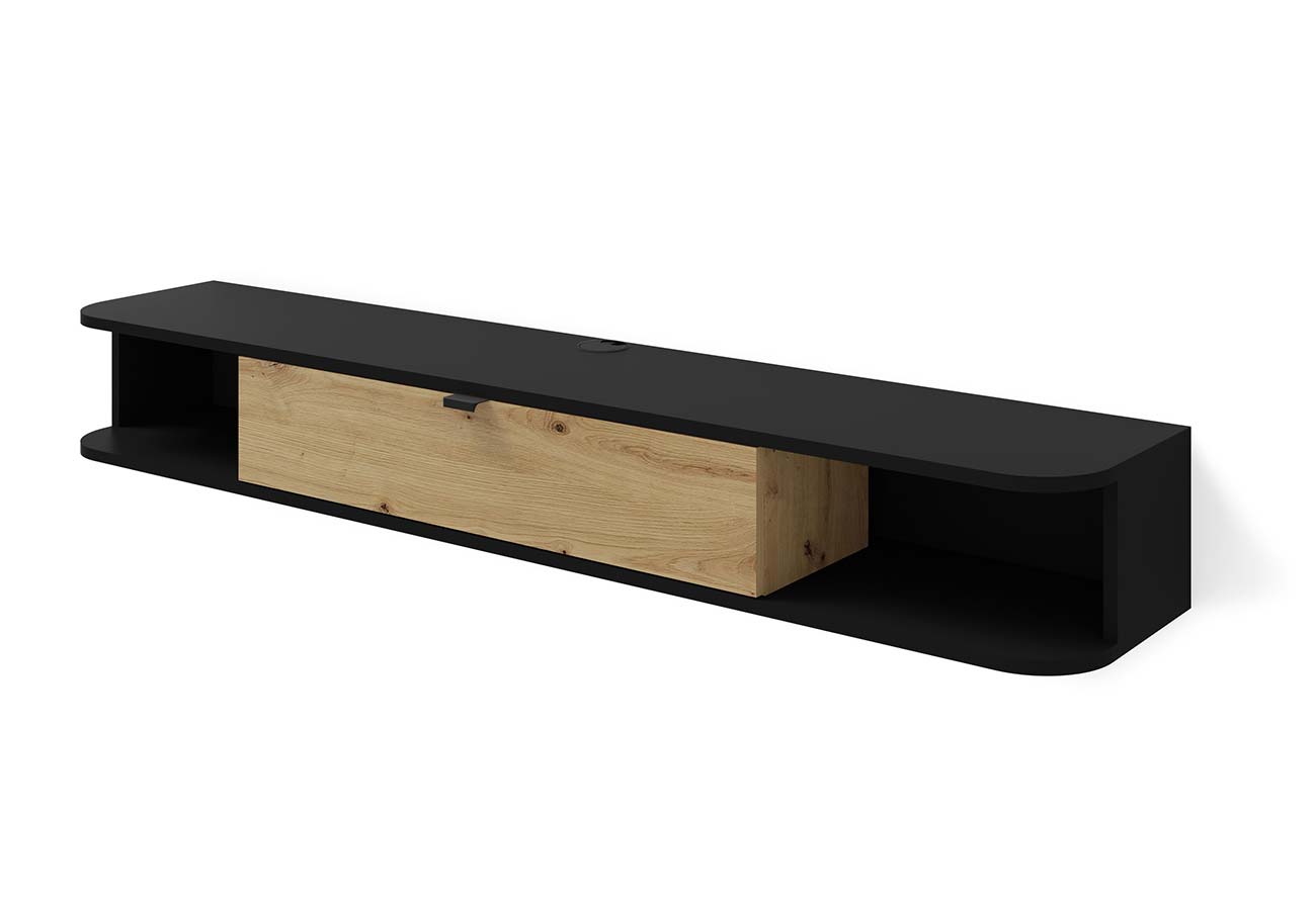 Tv-taso Icarus 156cm artisan oak matta musta