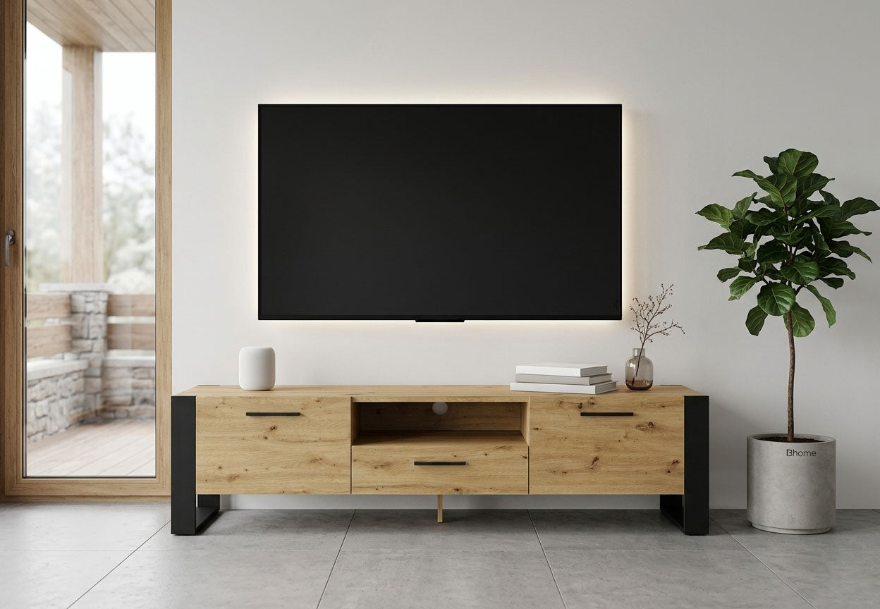 Tv-taso-Masku-200-cm-tammi käsityöläinen