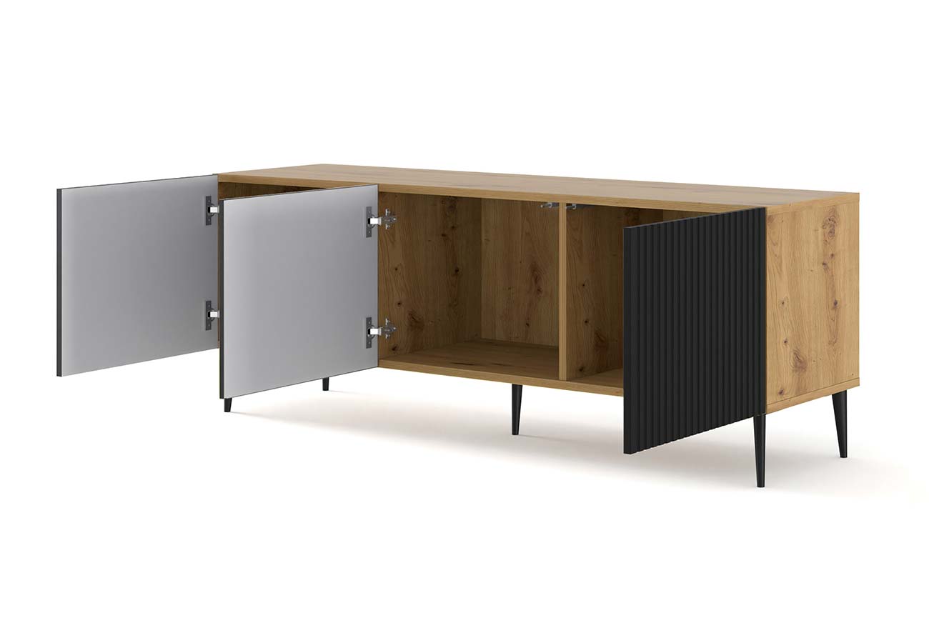 Tv-taso Ravenna B 150cm matta musta tammi kaapit