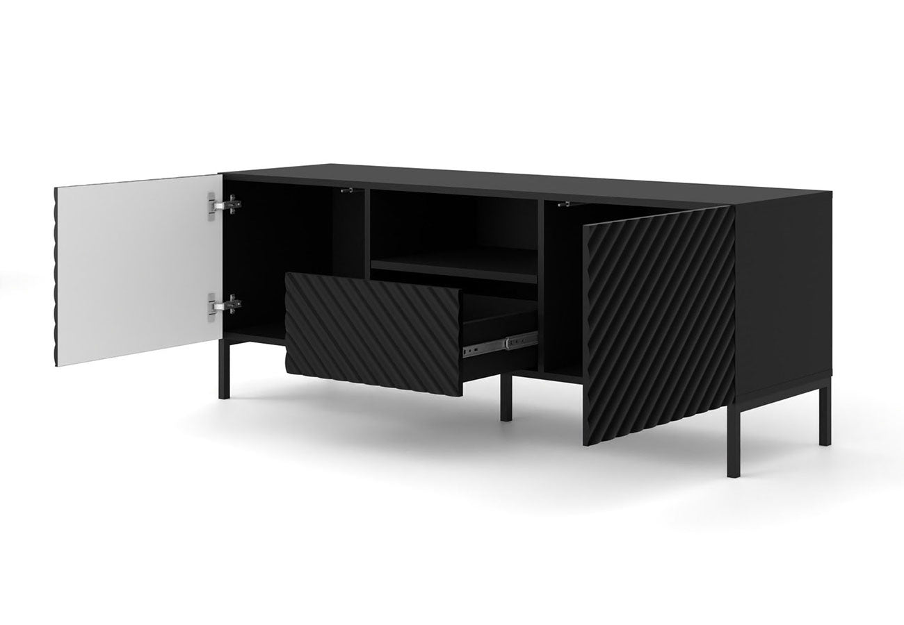 Tv-taso surf musta metallijaloilla 150 cm kaapit