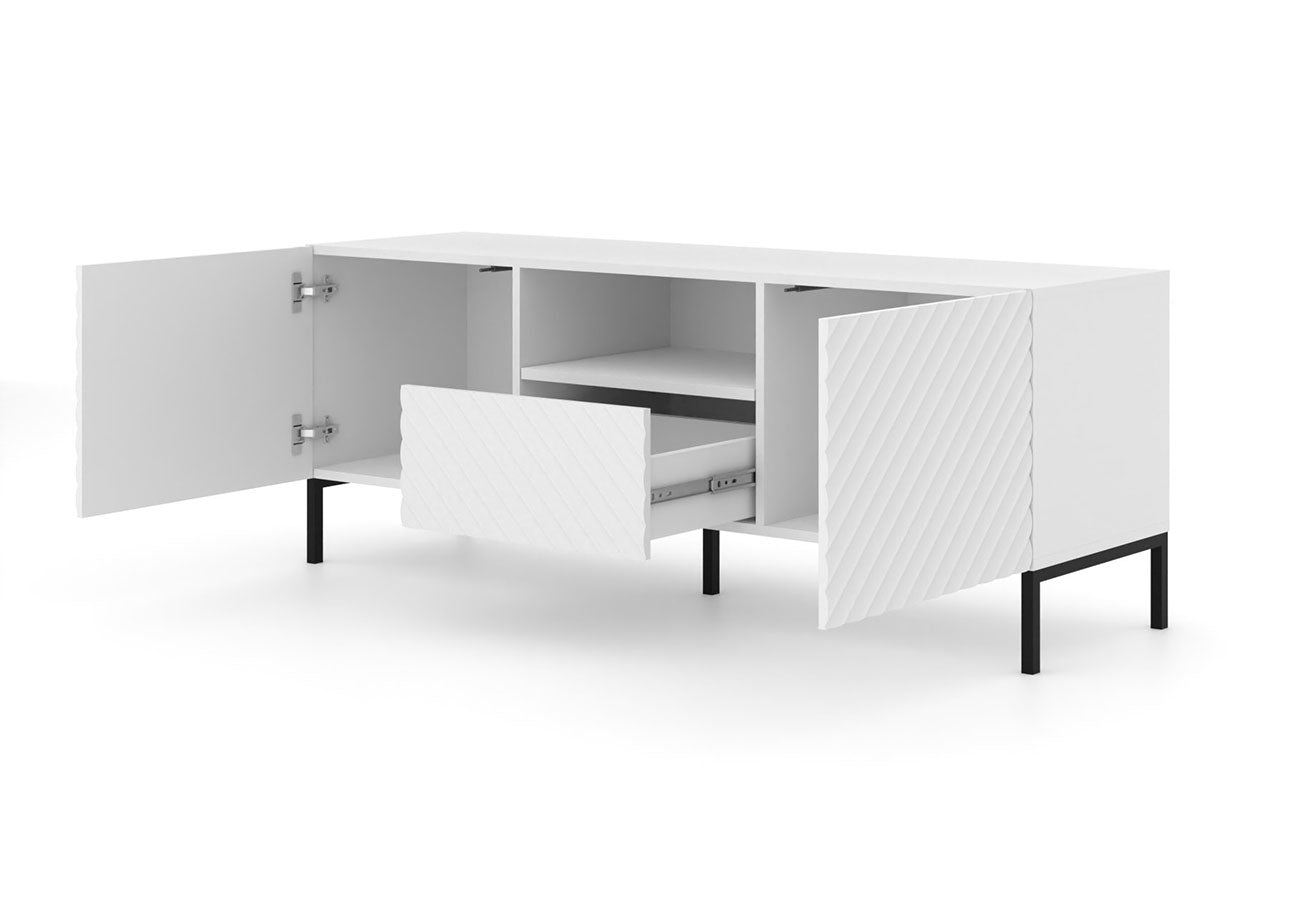 Tv-taso surf valkoinen metallijaloilla 150 cm kaapit