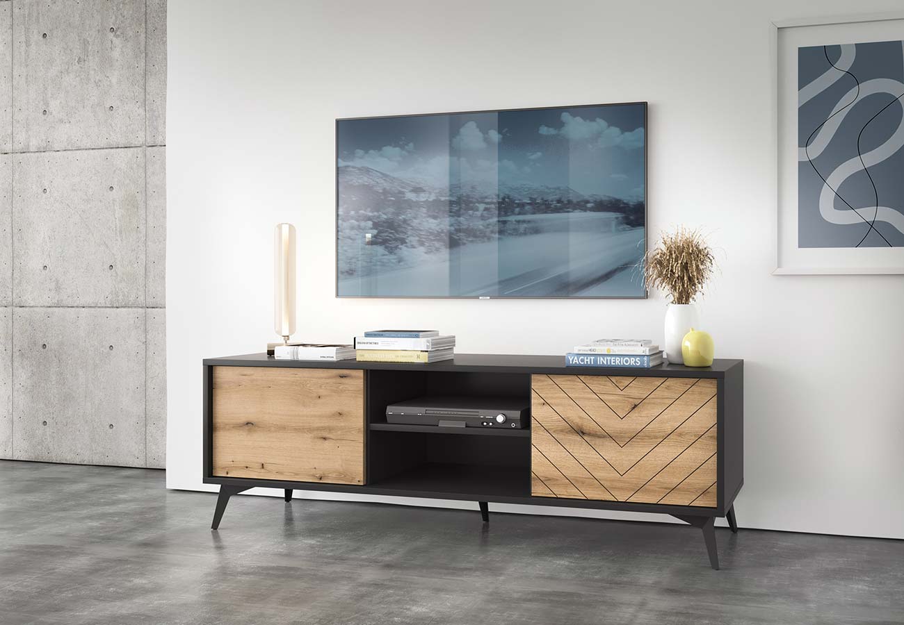 Tv-taso Diamond 154cm musta tammi evoke