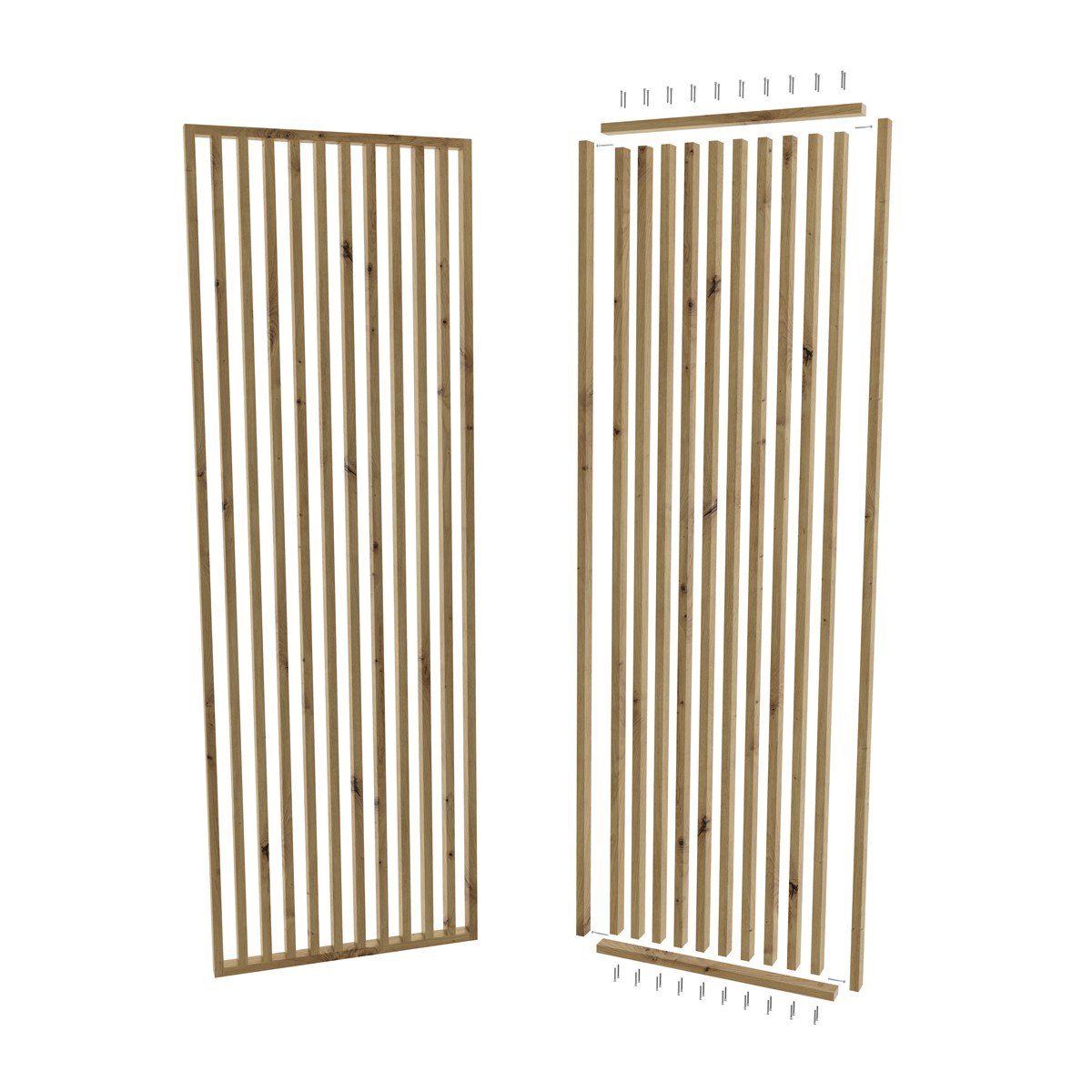 Väliseinät mdf rimoista 30x60mm  artisan tammi