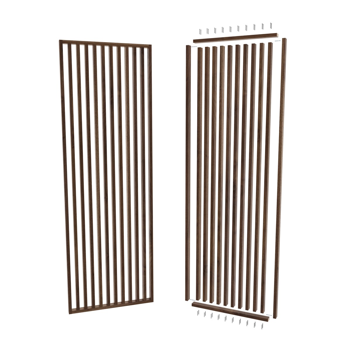 Väliseinät mdf rimoista 30x60mm pähkinä