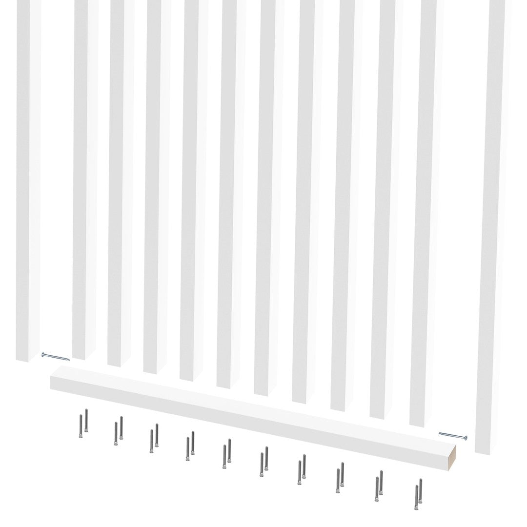 Valkoisen rimaväliseinän kasaus