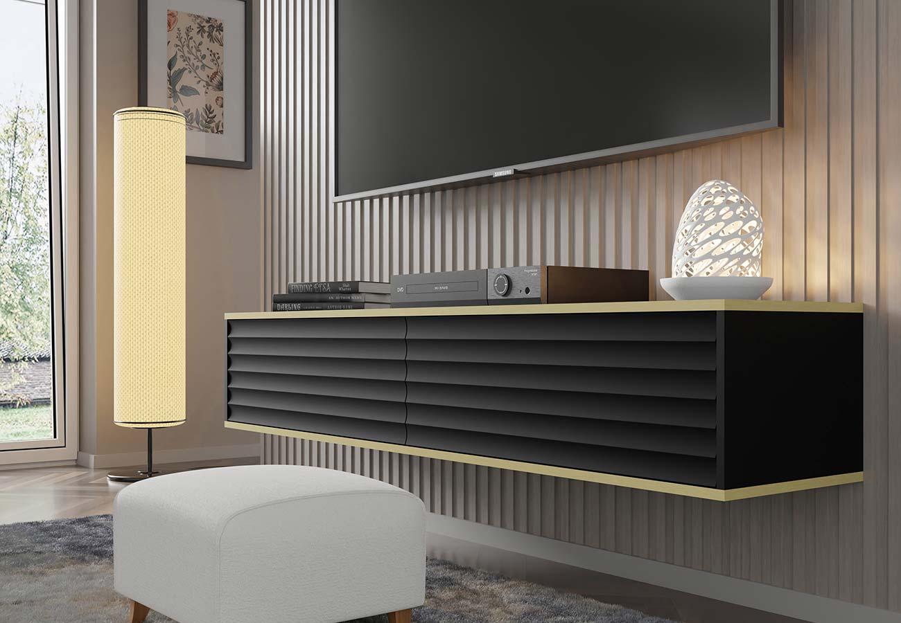 Wabi tv-taso 180cm musta seinälle