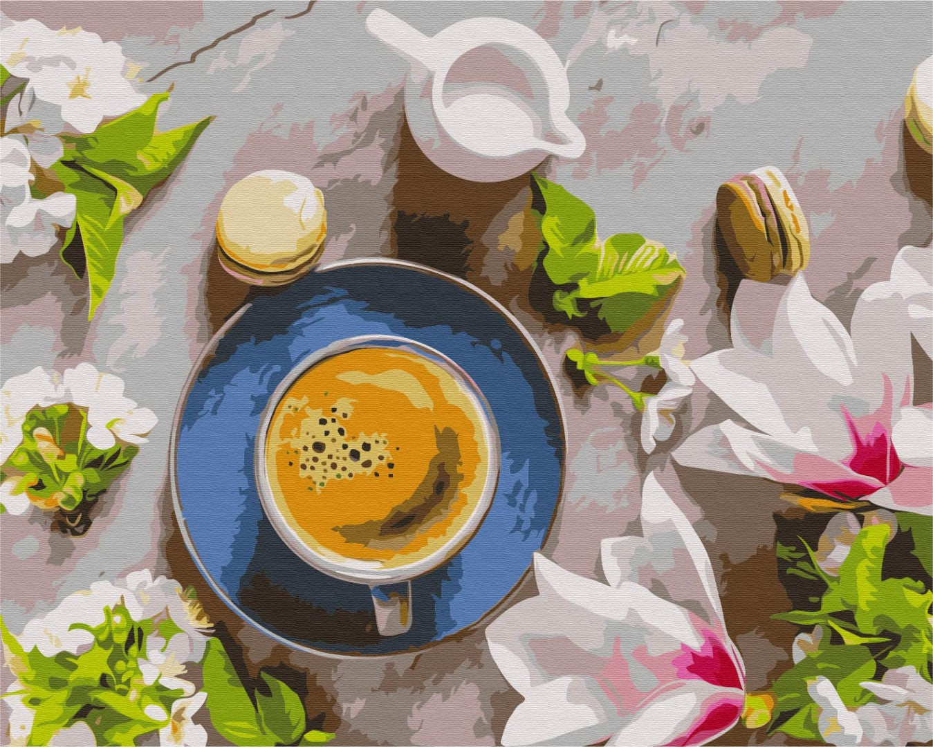 Maalaa numeroin Paint by numbers Coffee and flowers