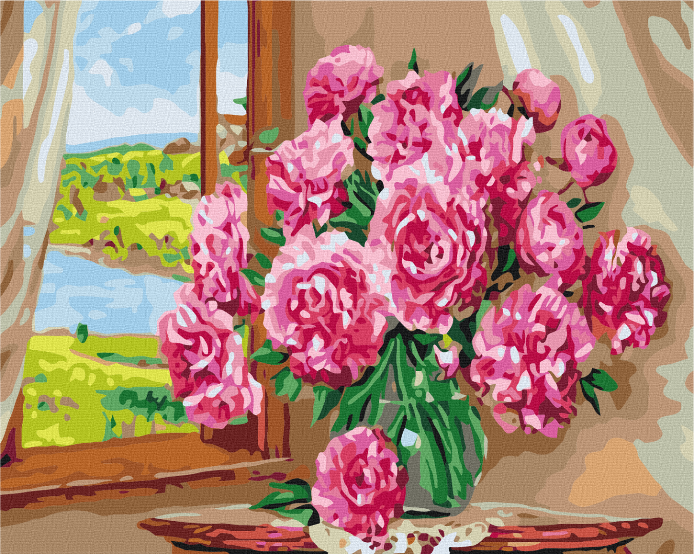 Maalaa numeroin Paint by numbers Bright peonies