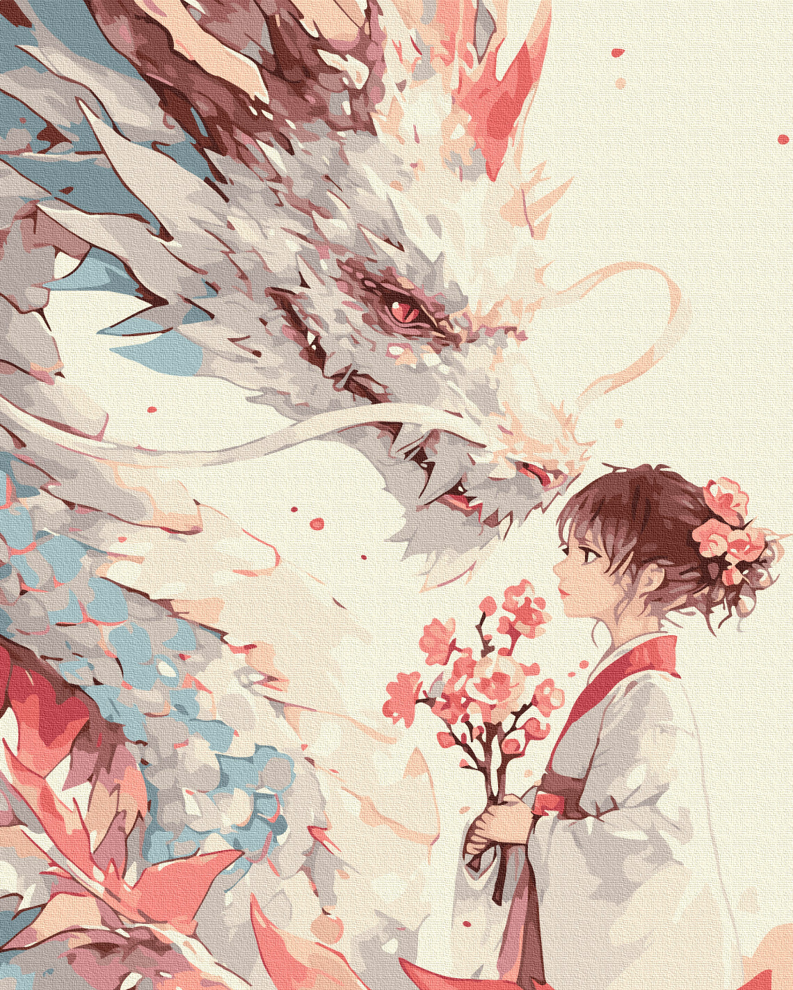 Maalaa numeroin Paint by numbers A girl and her dragon