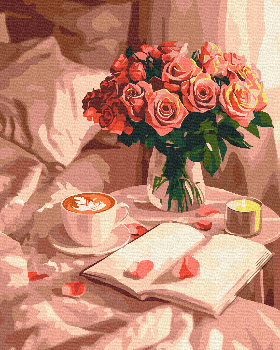 Maalaa numeroin Paint by numbers Aroma of roses and coffee