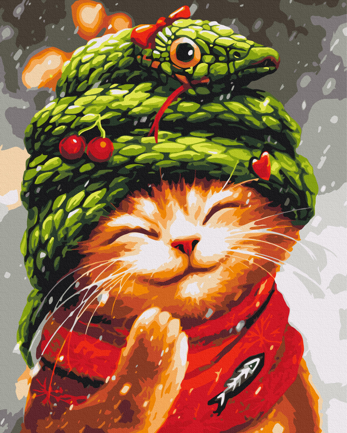Maalaa numeroin Paint by numbers New Year with a snake © Marianna Pashchuk