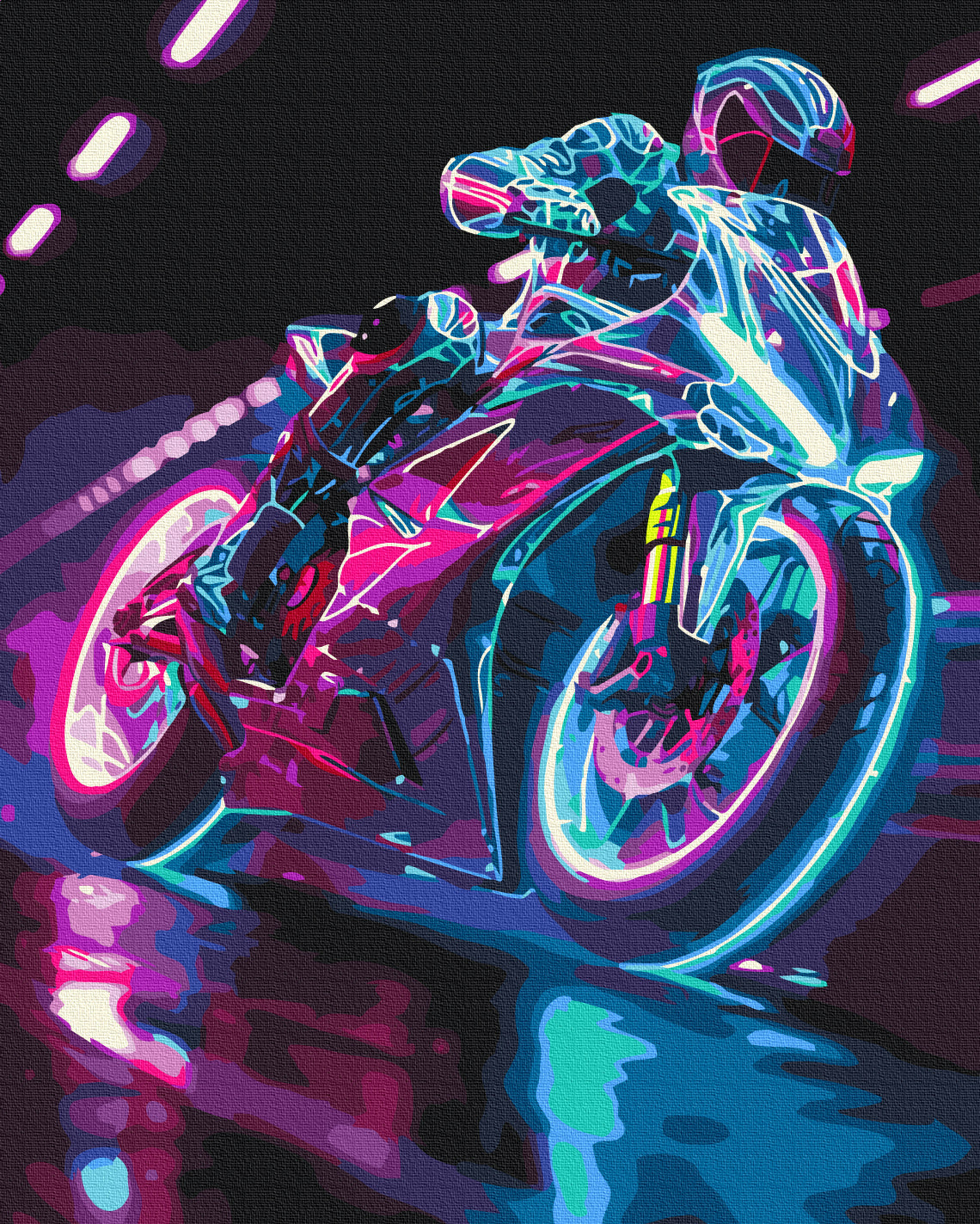 Maalaa numeroin Paint by numbers Neon speed with fluorescent inks