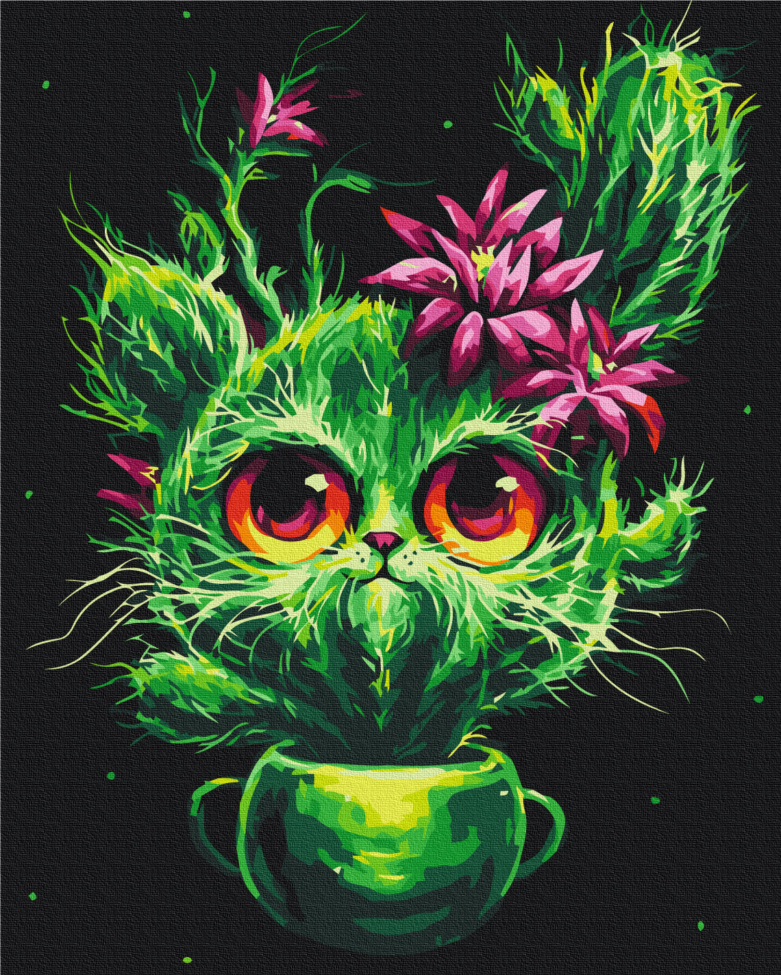 Maalaa numeroin Paint by numbers Kitten cactus © Marianna Pashchuk