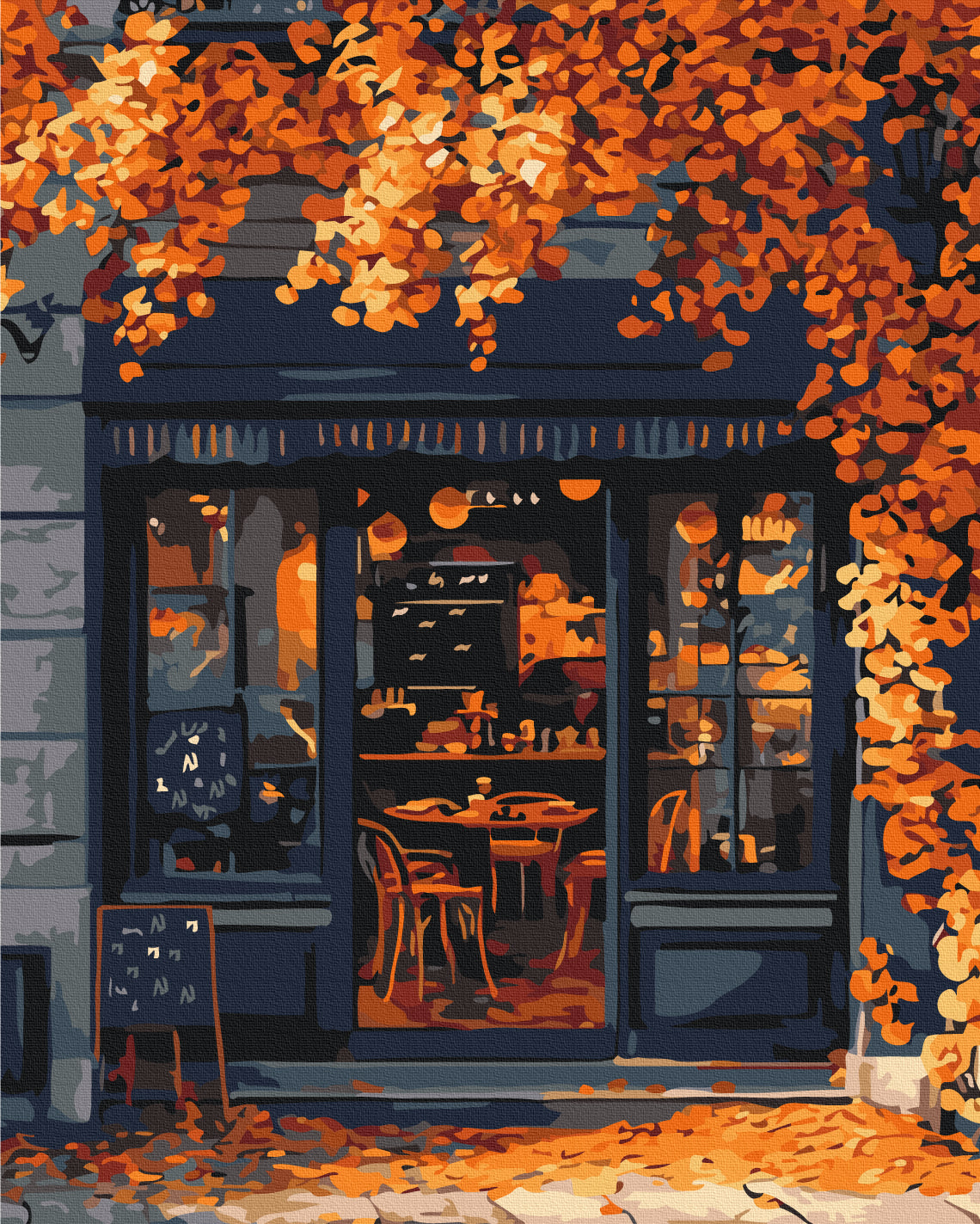 Maalaa numeroin Paint by numbers Coffee shop on the corner