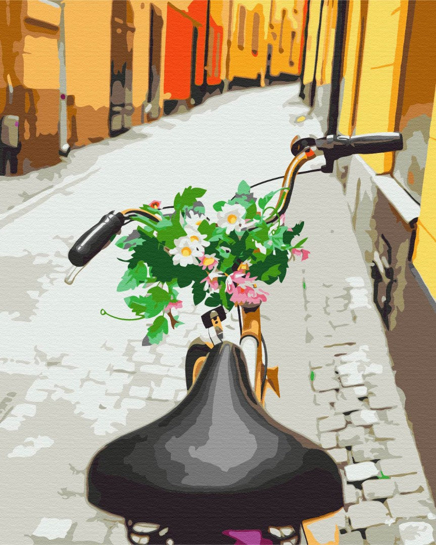 Maalaa numeroin Paint by numbers Cycling in the old town