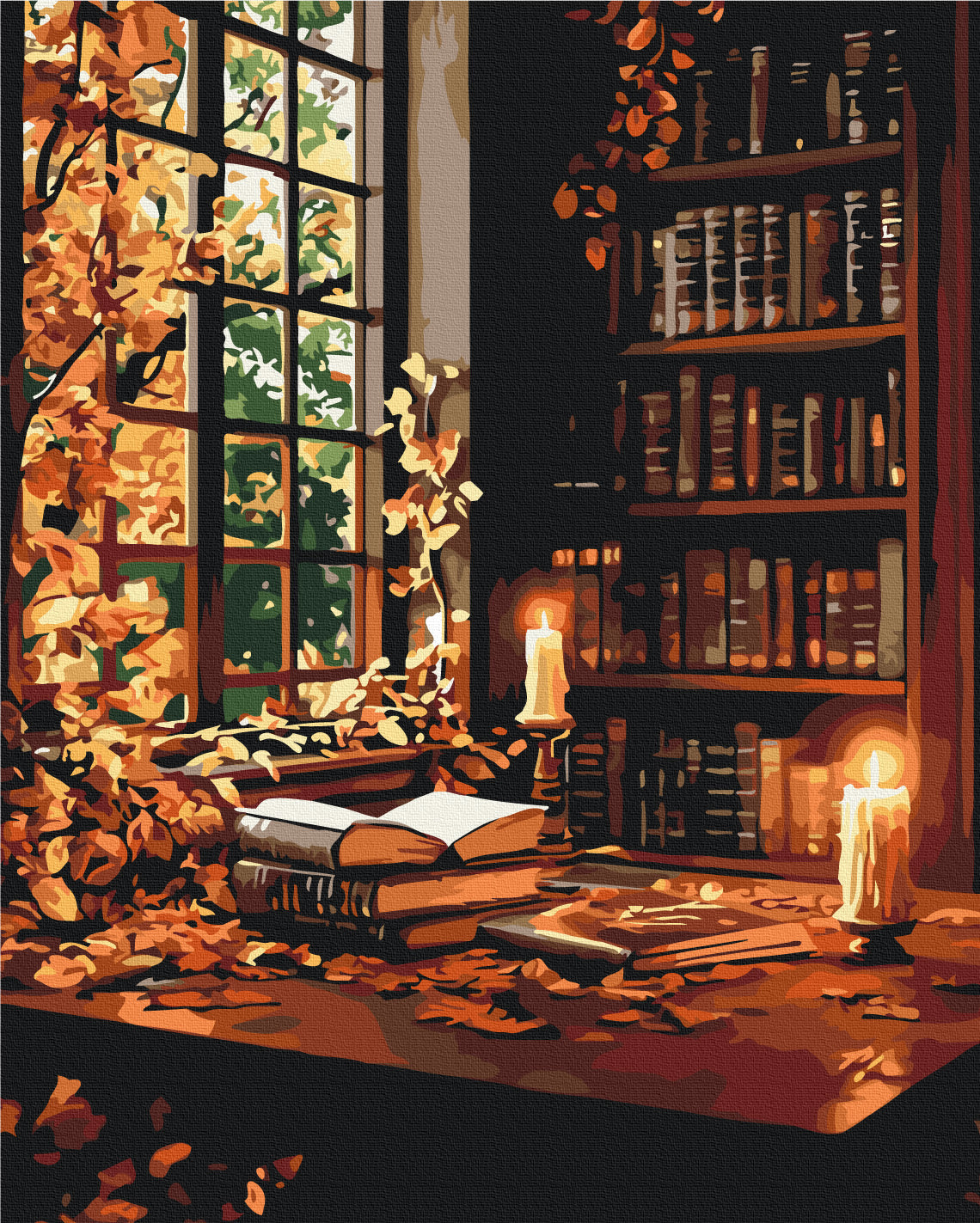 Maalaa numeroin Paint by numbers Autumn library