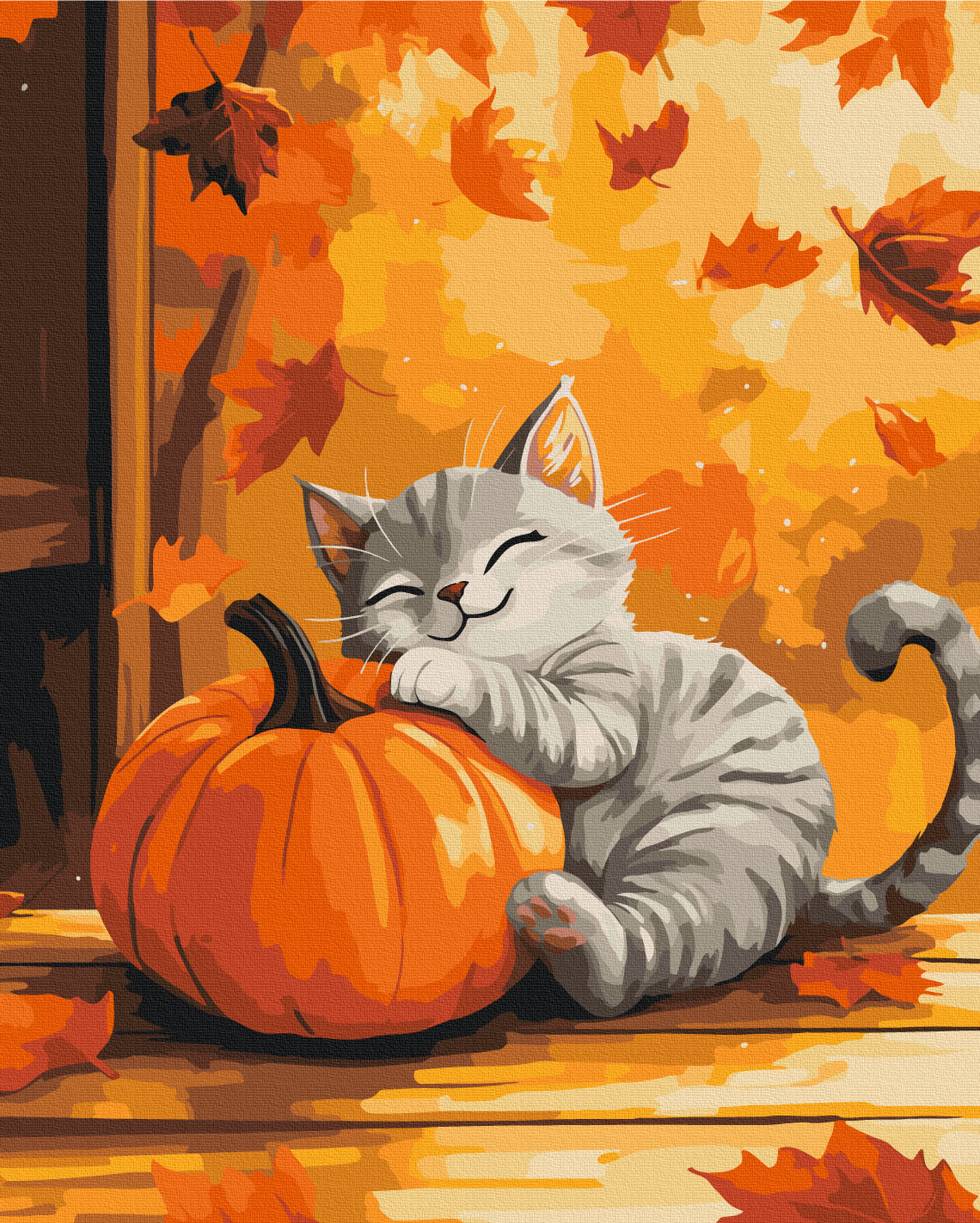 Maalaa numeroin Paint by numbers Cat with a pumpkin