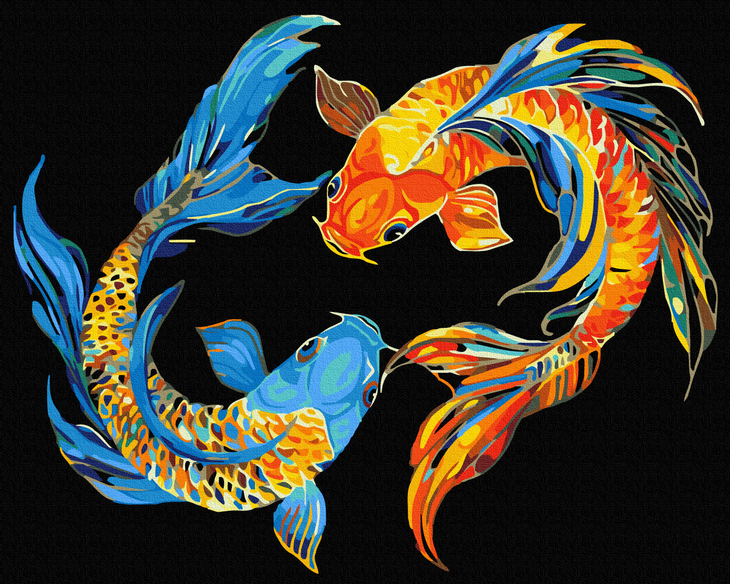 Maalaa numeroin Paint by numbers Duo of magical fish