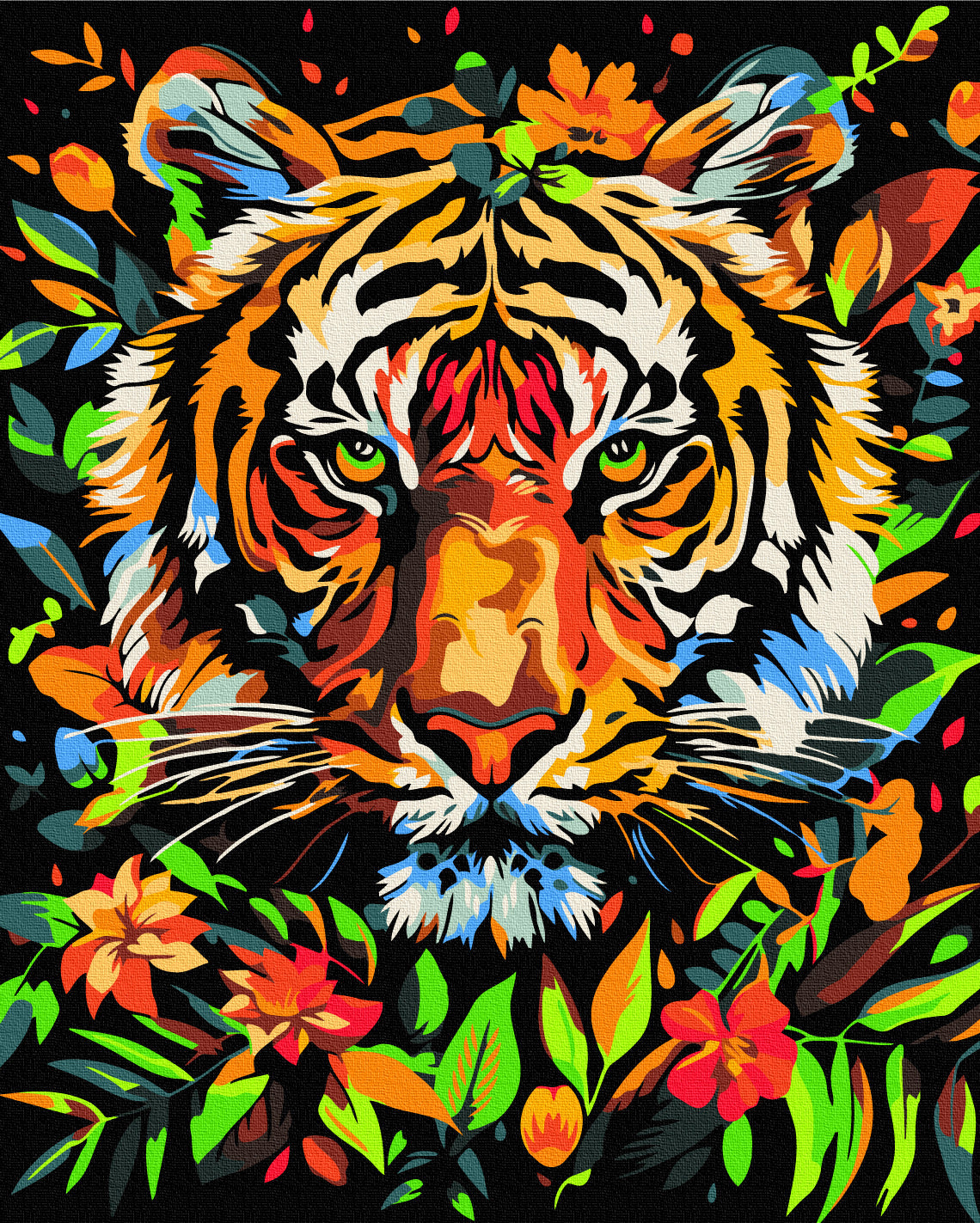 Maalaa numeroin Paint by numbers Tiger in Flowers