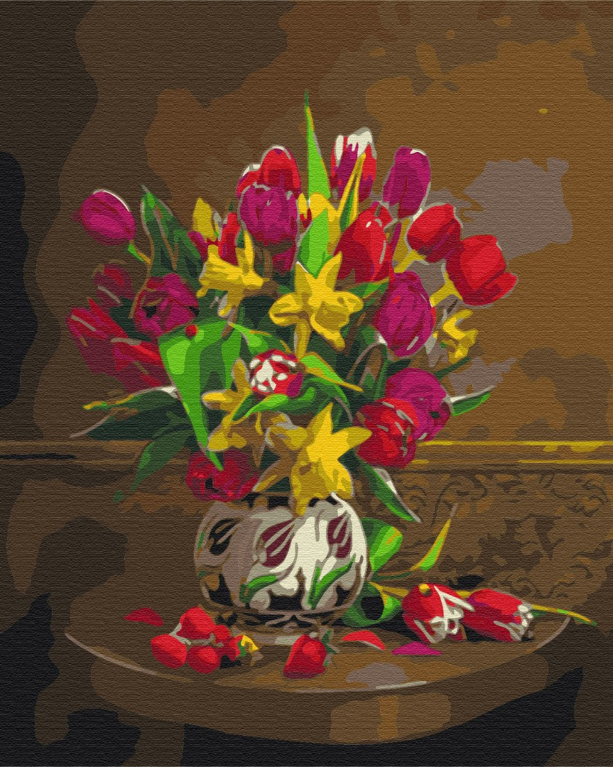 Maalaa numeroin Paint by numbers Tulips and daffodils